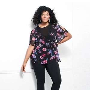 Torrid Floral and Butterfly Babydoll Top